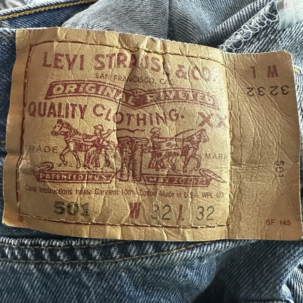 Vintage 90s Levis 501 Jeans Mens 32x32 Blue Denim Straight Fit Button Fly USA